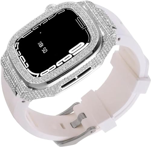 JPXXFM Diamond Metal Metal Watch Armband Kit für 8 7 6 5 4 Serie 44 mm 45 mm, Ersatzzubehör mit Werkzeug von JPXXFM