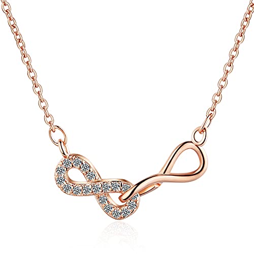 JPXXFM Doppelzahlen 8 Infinity Interlock Clavicle Kurzkette 925 Anhängerkette für Frauen Infinite Halskette von JPXXFM