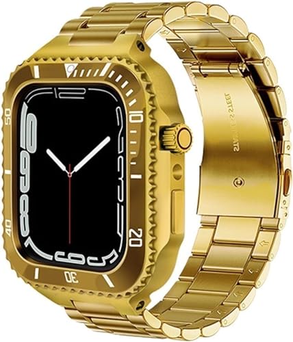 JPXXFM Edelstahl- und Silikon -Stahl -Uhr -Armband -Kit für Serie 8 7 6 5 4 Se 45 mm 44 mm Metallschutzschalenzubehör von JPXXFM