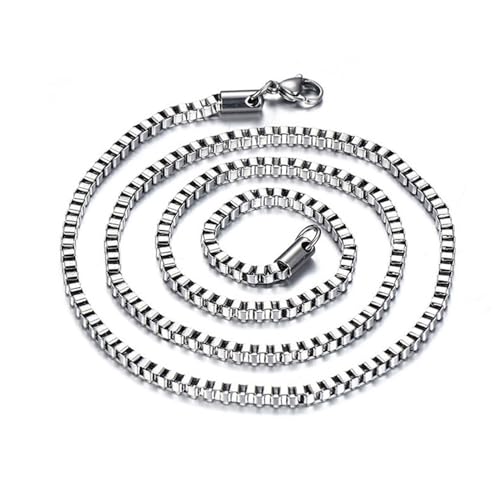 JPXXFM Edelstahlkettenketten, Halskette für Männer Einfache Schmuckkastenketten Halskette 18-24 Zoll von JPXXFM