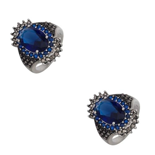 JPXXFM Edelstein Red Chic Women Finger Decor Blue Cupro von JPXXFM