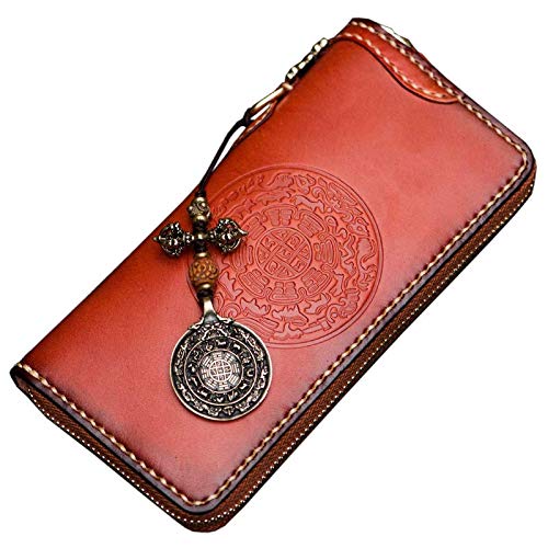 JPXXFM Erste Schicht Cowide Reißverschluss um Brieftasche Reißverschlusskupplung Geldbörse Münzkarten -Slots Sammlung Brieftasche für Männer und Frauen (C) von JPXXFM