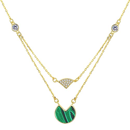 JPXXFM Farbe Populärer Halsketten feiner Schmuck für Frauen rein & Malachit Anhänger Halskette von JPXXFM