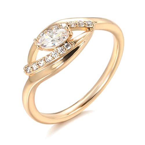 JPXXFM Feiner Schmuck 585 Rosenbraut Ehering natürliche Zirkonfinger Ringe für Frauen Hochzeit Schmuck Kristallgeschenk von JPXXFM