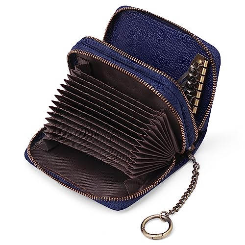 JPXXFM Frauen Brieftasche blockieren Leder Kleiner Bifoldr-Taschen-Wallet-Kompaktkartenpreis mit ID-Fenster, A15 Blue-Typ 2 von JPXXFM
