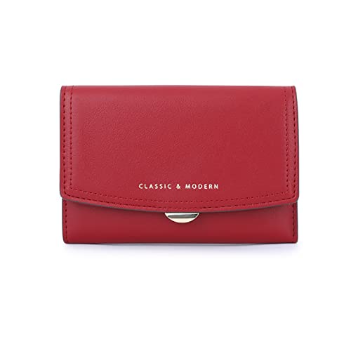 JPXXFM Frauen Girls Wallet Slim Short Tri-Fold Wallet PU Leder Geldbeutel Geldkartenhaltertasche (rot), rot von JPXXFM