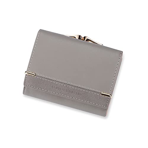 JPXXFM Frauen Girls Wallet Tri-Fold Wallet PU Leder Geldbeutel Schlanker kurzer Brieftasche kleine Trifin Cash Card Card Haltertasche (rot), hellgrau von JPXXFM
