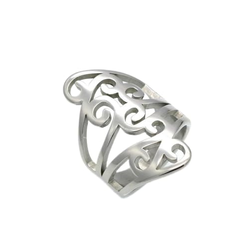 JPXXFM Frauen Ringe Edelstahl Charme Finger Knöchel Blume hohl aus dem Band Ring Ton Mode Cocktailschmuck von JPXXFM