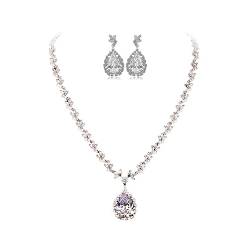 JPXXFM Frauen Schmuckset, natürliche Kristall Halskette & Ohrringe, luxuriöser Hochzeits-/Abendkleid-Accessoire, modische High-End-Geschenkset von JPXXFM