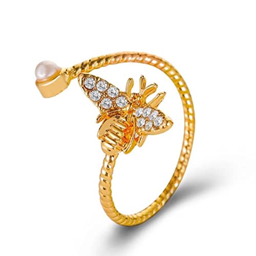 JPXXFM Frauen einstellbare authentische Insektenlibelle offene Ringe für Frauen weiblicher Originalschmuck von JPXXFM