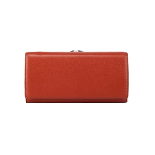 JPXXFM Frauen mit Langgeldklammern Brieftaschen Leder blockieren Brieftaschen Geldbörse Geld Organisatoren Handtaschen Kartenkoffer (Größe: braun) von JPXXFM