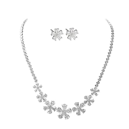 JPXXFM Frauenschmuckset, Natural Crystal & Halskette & Ohrringe, luxuriöser Hochzeits-/Abendkleid -Accessoire von JPXXFM