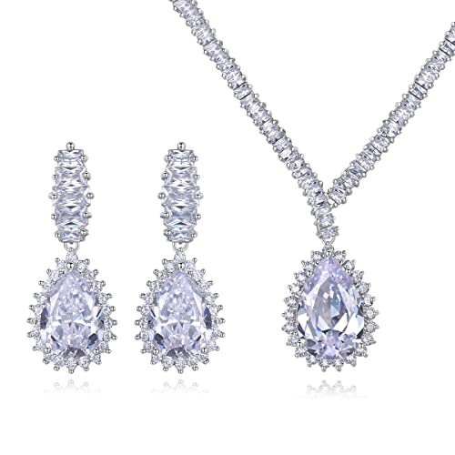 JPXXFM Frauenschmuckset, Natural Crystal & Halskette & Ohrringe, luxuriöser Hochzeits-/Abendkleid -Accessoire von JPXXFM