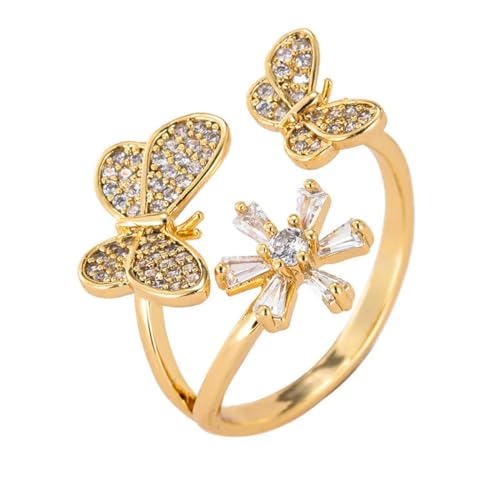 JPXXFM Frisch Schmetterling Micro eingelegt offener Index Finger Ring Girls Mode vielseitiges Accessoires von JPXXFM