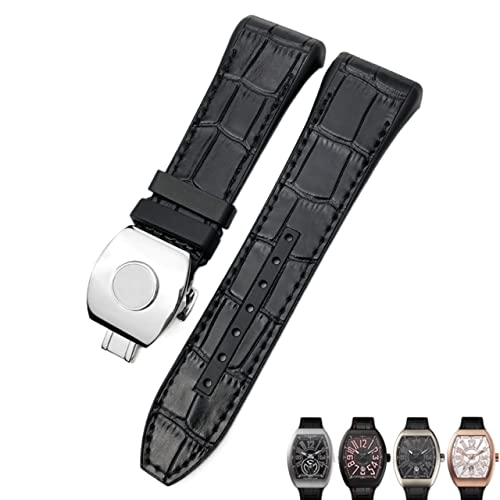 JPXXFM Für Franck Muller Watch Armband 28mm Silikon Kuhkuh Haut Nylon Uhr Faltschleifenbuch für Männer Armband von JPXXFM