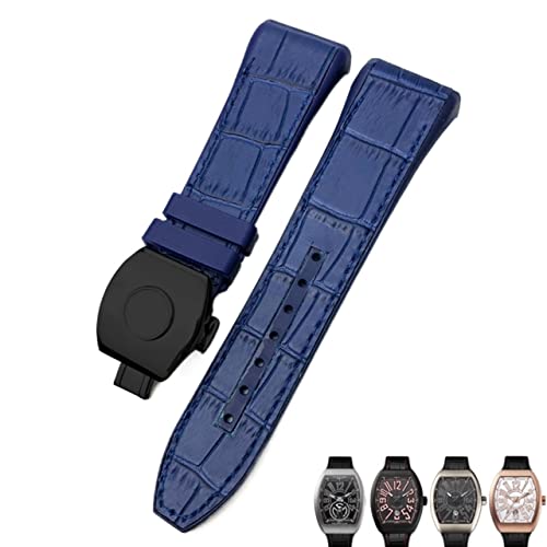 JPXXFM Für Franck Muller Watch Armband 28mm Silikon Kuhkuh Haut Nylon Uhr Faltschleifenbuch für Männer Armband von JPXXFM