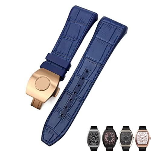 JPXXFM Für Franck Muller Watch Armband 28mm Silikon Kuhkuh Haut Nylon Uhr Faltschleifenbuch für Männer Armband von JPXXFM