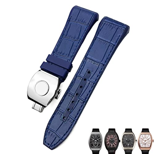 JPXXFM Für Franck Muller Watch Armband 28mm Silikon Kuhkuh Haut Nylon Uhr Faltschleifenbuch für Männer Armband von JPXXFM