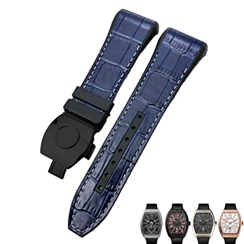 JPXXFM Für Franck Muller Watch Armband 28mm Silikon Kuhkuh Haut Nylon Uhr Faltschleifenbuch für Männer Armband von JPXXFM