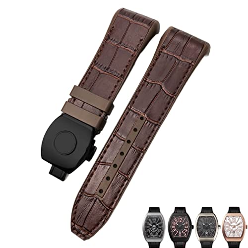 JPXXFM Für Franck Muller Watch Armband 28mm Silikon Kuhkuh Haut Nylon Uhr Faltschleifenbuch für Männer Armband von JPXXFM