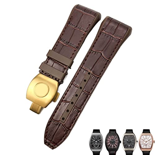 JPXXFM Für Franck Muller Watch Armband 28mm Silikon Kuhkuh Haut Nylon Uhr Faltschleifenbuch für Männer Armband von JPXXFM