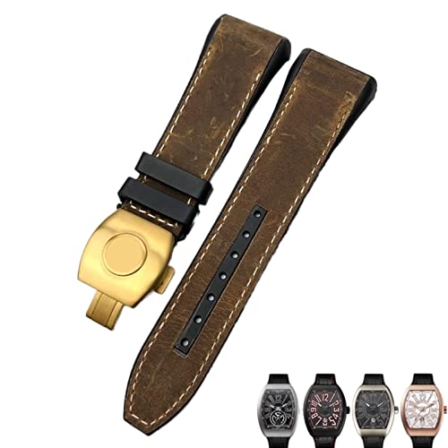 JPXXFM Für Franck Muller Watch Armband 28mm Silikon Kuhkuh Haut Nylon Uhr Faltschleifenbuch für Männer Armband von JPXXFM