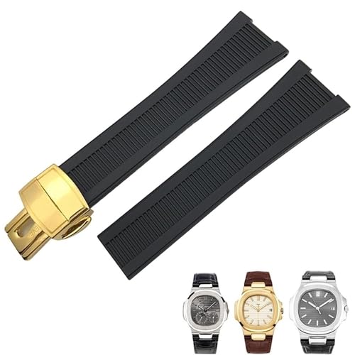 JPXXFM Für Patek Philippe Notch Form Gummi Silicon Uhrengurt wasserdichte Uhrenbänder Nautilus Männer von JPXXFM