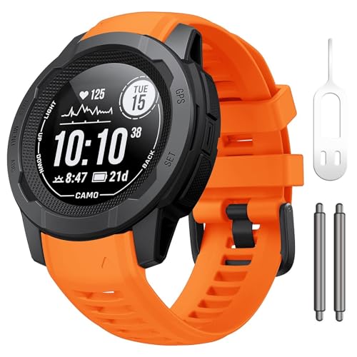 JPXXFM Für den Instinkt 2 Watchband Instinct 2 Solar -Armband 22mm weiches Silikon Ersatz -Uhrengurt kompatibel mit Instinkt 2 Solartaktik (Orange) von JPXXFM