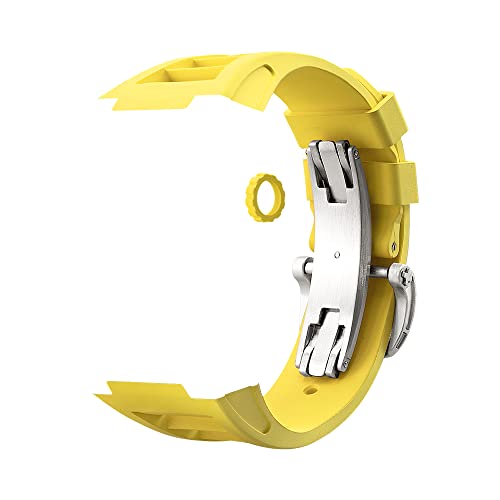 JPXXFM Geeignete Serie 7/6/5/4 Sport Style Modifiziertes Fluorelastomer Ersatz Premium Armband Diy 44mm 45mm Uhrenarmband von JPXXFM