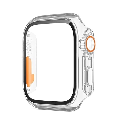 JPXXFM Glaskoffer für 44 mm 45 mm 41 mm 42 mm 42 mm 38 mm Bildschirmeschutzabdeckung ultra Stoßfänger iWatch Serie 8 7 Se 6 5 3 (Farbe: Titanium Gold, Größe: 44 mm) von JPXXFM