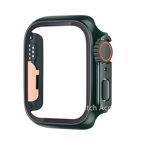 JPXXFM Glaskoffer für 44 mm 45 mm 41 mm 42 mm 42 mm 38 mm Bildschirmeschutzabdeckung ultra Stoßfänger iWatch Serie 8 7 Se 6 5 3 (Farbe: Titanium Gold, Größe: 44 mm) von JPXXFM