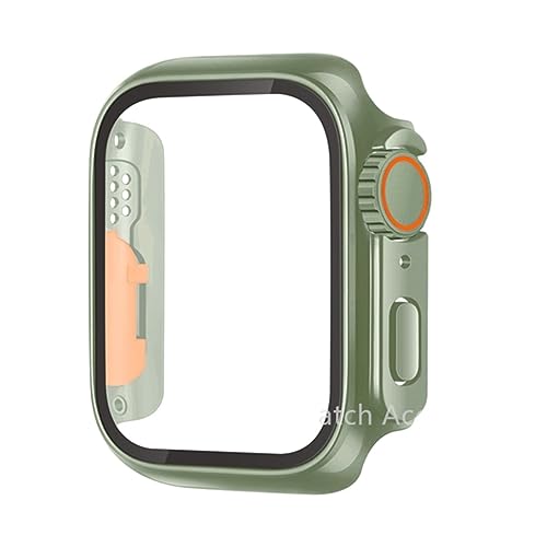 JPXXFM Glaskoffer für 44 mm 45 mm 41 mm 42 mm 42 mm 38 mm Bildschirmeschutzabdeckung ultra Stoßfänger iWatch Serie 8 7 Se 6 5 3 (Farbe: Titanium Gold, Größe: 44 mm) von JPXXFM