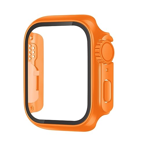 JPXXFM Glaskoffer für 44 mm 45 mm 41 mm 42 mm 42 mm 38 mm Bildschirmeschutzabdeckung ultra Stoßfänger iWatch Serie 8 7 Se 6 5 3 (Farbe: Titanium Gold, Größe: 44 mm) von JPXXFM