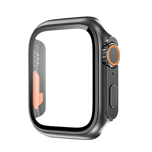 JPXXFM Glaskoffer für 44 mm 45 mm 41 mm 42 mm 42 mm 38 mm Bildschirmeschutzabdeckung ultra Stoßfänger iWatch Serie 8 7 Se 6 5 3 (Farbe: Titanium Gold, Größe: 44 mm) von JPXXFM