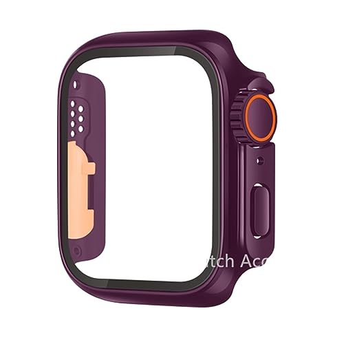 JPXXFM Glaskoffer für 44 mm 45 mm 41 mm 42 mm 42 mm 38 mm Bildschirmeschutzabdeckung ultra Stoßfänger iWatch Serie 8 7 Se 6 5 3 (Farbe: Titanium Gold, Größe: 44 mm) von JPXXFM