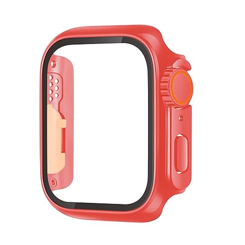 JPXXFM Glaskoffer für 44 mm 45 mm 41 mm 42 mm 42 mm 38 mm Bildschirmeschutzabdeckung ultra Stoßfänger iWatch Serie 8 7 Se 6 5 3 (Farbe: Titanium Gold, Größe: 44 mm) von JPXXFM