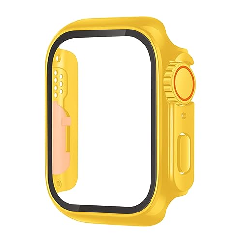 JPXXFM Glaskoffer für 44 mm 45 mm 41 mm 42 mm 42 mm 38 mm Bildschirmeschutzabdeckung ultra Stoßfänger iWatch Serie 8 7 Se 6 5 3 (Farbe: Titanium Gold, Größe: 44 mm) von JPXXFM