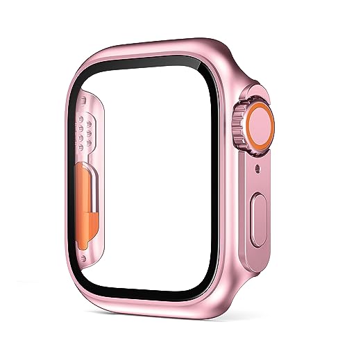 JPXXFM Glasschule für 44 mm 45 mm 41 mm 42 mm 42 mm 38 mm Bildschirmschutzabdeckung Änderung Ultra Stoßfänger iWatch Serie 8 7 Se 6 5 3 (Farbe: Weiß, Größe: 40 mm) von JPXXFM