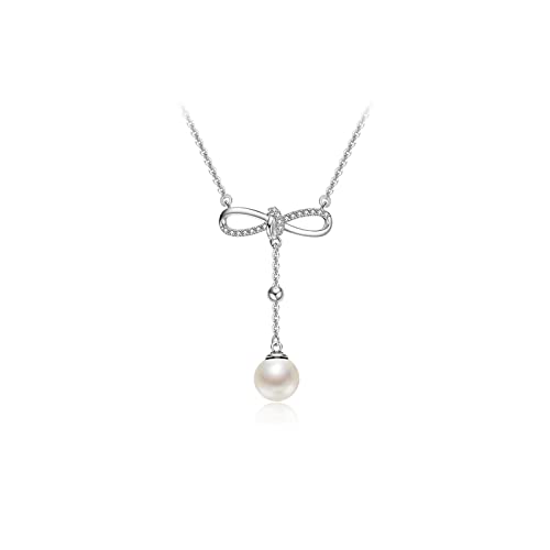 JPXXFM Halsketten 925 Süßwasserperlen Anhänger Kette 7-8 mm runde Mode All-Match Halskette Schmuck Frauenanhänger Anhänger von JPXXFM