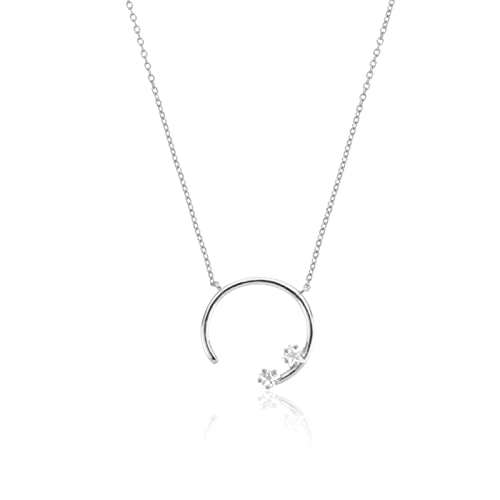 JPXXFM Halsketten Anhänger 925 Mondstern Anhänger Halskette Langkette Slim Small Schmuck Fashion Party Schmuck Lange Halsketten handgefertigt (Edelsteinfarbe :) von JPXXFM