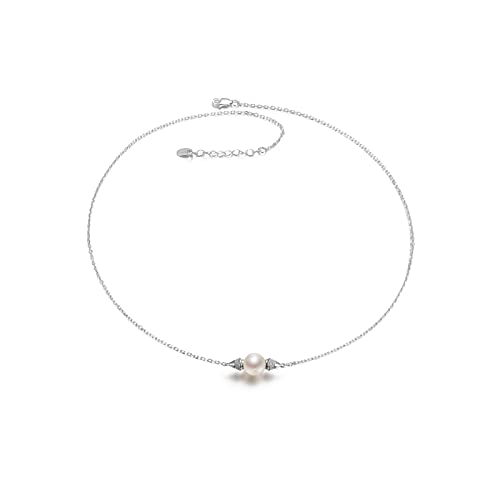 JPXXFM Halsketten Halskette 925 Eingelegtes Süßwasserperlen Anhänger Kette 8-9mm weiß runde Mode Damen Juwelen für Freundin Frauenanhänger von JPXXFM