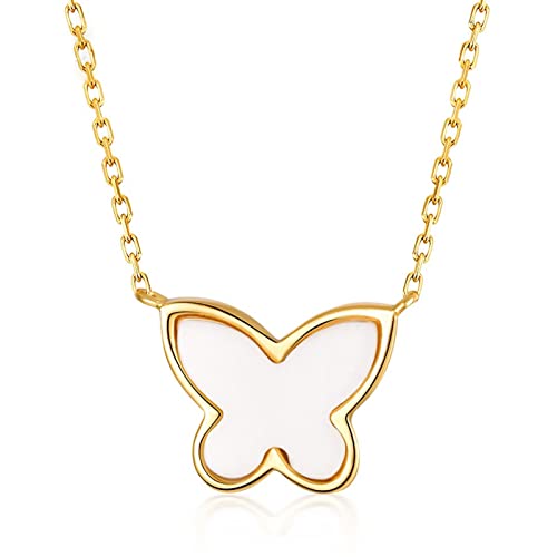 JPXXFM Halsketten Ladies natürlicher weißer Achat Schmetterling Anhänger Halskette Exquisite und elegante Schmuck Frauenanhänger von JPXXFM