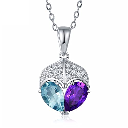 JPXXFM Halsketten blaue Topaz Amethyst 925 Edelsteine ​​exquisite Schmuck Mode Anhänger Halskette Frauen Anhänger von JPXXFM
