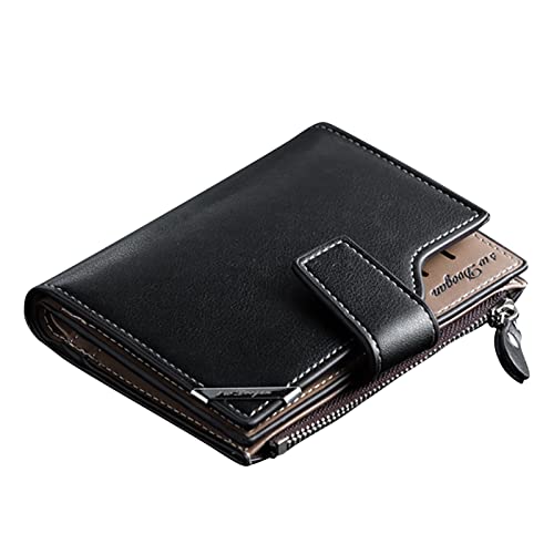 JPXXFM Herren Kurzer Multi funktionaler vertikaler Reißverschluss -Schnalle -Brieftaschen -Wallet Wallets für (BK1, One Size) von JPXXFM