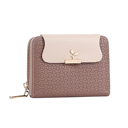JPXXFM ID Kurze Brieftasche Feste Farbe Reißverschluss Geldbörse Mehrere Kartenschlitze Clutch Wallets (braun, eine Größe) von JPXXFM