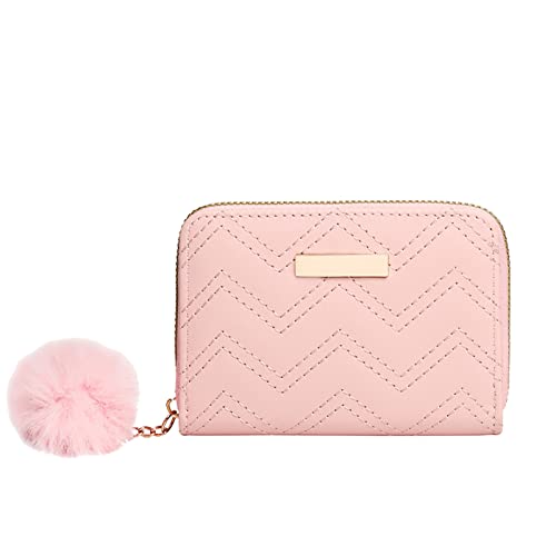 JPXXFM ID Kurzer Brieftasche Feste Farbe Reißverschluss Geldbörse Mehrere Kartenschlitze Clutch Telefon Manns Brieftasche (rosa, One Size) von JPXXFM