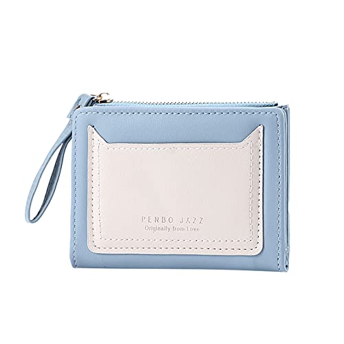 JPXXFM ID Kurzer Brieftasche Feste Farbe Reißverschlussbalken Mehrere Kartensteckplätze Clutch Teenager Brieftasche (blau, One Size) von JPXXFM