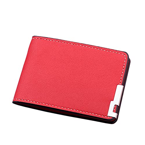 JPXXFM ID Kurzer Brieftasche Solid Color Card Card Slots Führerschein Abdeckung Kupplungsbrieftaschen (rot, eine Größe) von JPXXFM