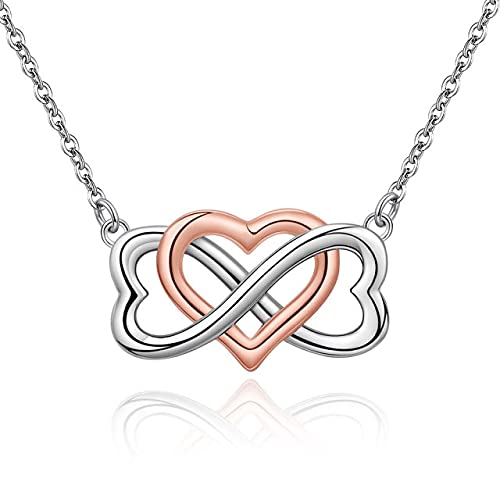 JPXXFM Infinity Symbol Heart Endless Anhängerketten Halsketten für Frauen feiner Schmuck 35 cm und 5 cm ANL1607045 von JPXXFM