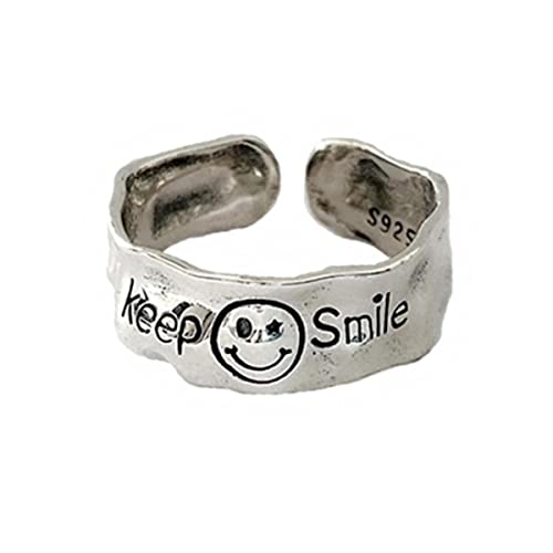 JPXXFM KEINE lächelnde Vintage Frauen Ring exquisite einfache weibliche Ringschmuckzubehör Offene Anpassungsanillos anillos von JPXXFM